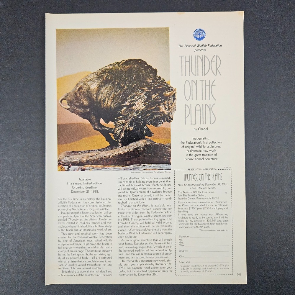 1981 Thunder on the Plains Chapel Sculpture Vintage Print Ad Franklin Gallery PA